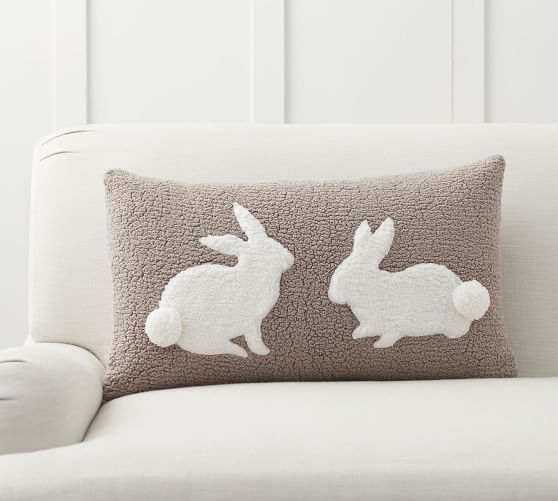 Pom Pom Bunny Sherpa Lumbar Pillow Cover | Pottery Barn (US)