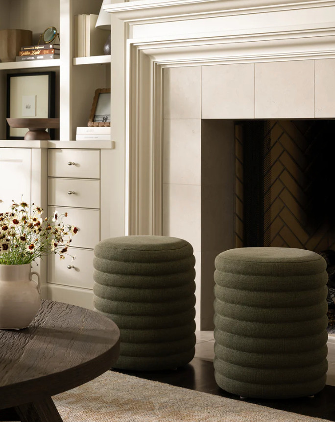 Crafted from cotton jute, the Jefferson Stool has a sophisticated, cylindrical form and quilted feel. Its form is abstract and comfortable and unique design that gives a subtle nod to mid-century styles. 

 #LTKHome