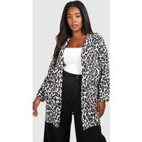 Womens Plus Leopard Print Duster - Brown - 22, Brown | Boohoo.com (UK & IE)