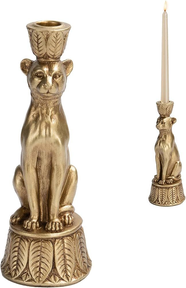 Candle Stick Holder Table Decor - Leopard Resin Modern Golden Candlestick Holder Coffee Table Dec... | Amazon (US)