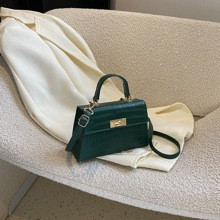 Mini Crocodile Embossed Twist Lock Flap Square BaghandbagCrossbody BagShoulder BagMinimalistCasualSolid ColorPortableLightweightWith Adjustable Strapf | SHEIN