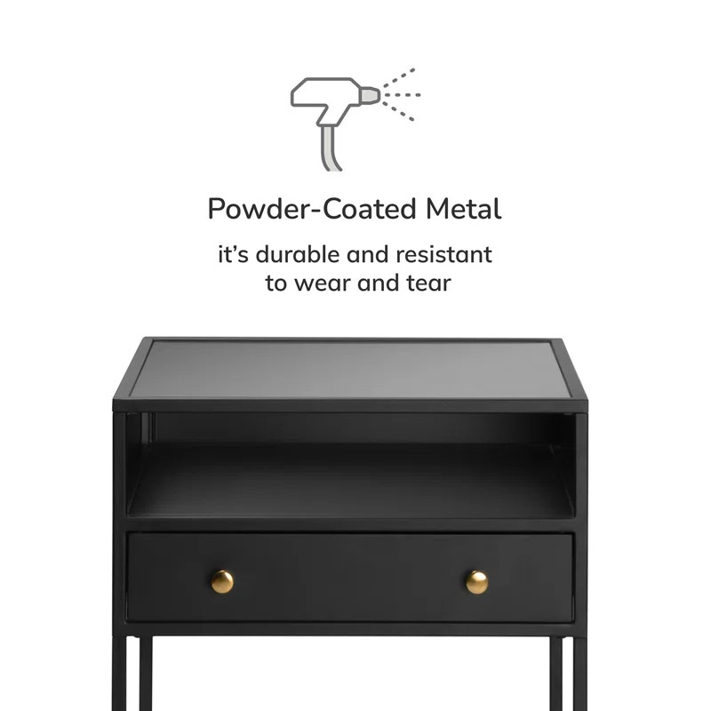 Julina 1 - Drawer 24" Tall Iron Nightstand with Glass Top | Wayfair North America