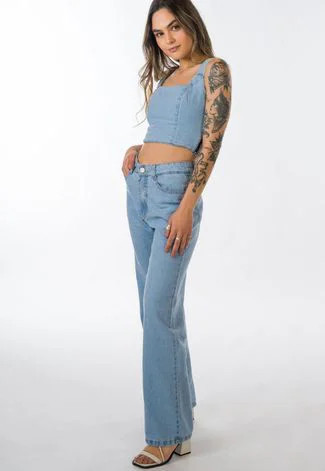 Calça jeans Aero Jeans Wide Leg azul claro | Dafiti (BR)