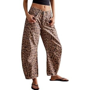 Womens Stretchy Mid Rise Barrel Jeans Vintage Loose Wide Leg Cropped Denim Pants Y2k Baggy Boyfri... | Amazon (US)