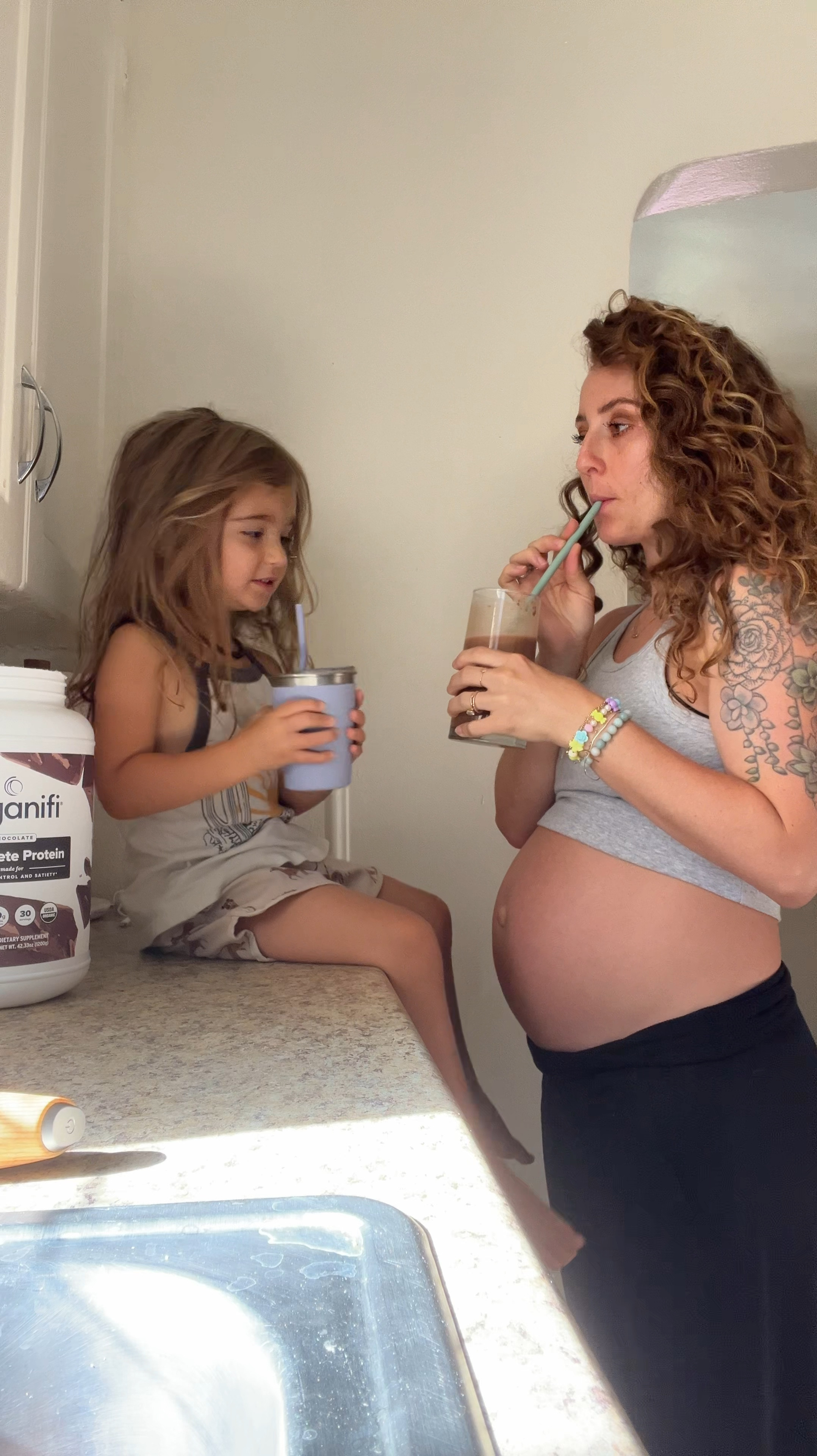 The only pants I wore after my C-section. Fold over soft band is amazing for postpartum and pregnancy.  Wearing a small. I have the shorts too 