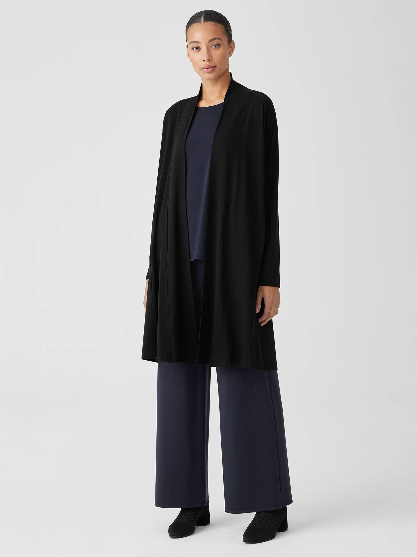 Stretch Jersey Knit Long Jacket | Eileen Fisher