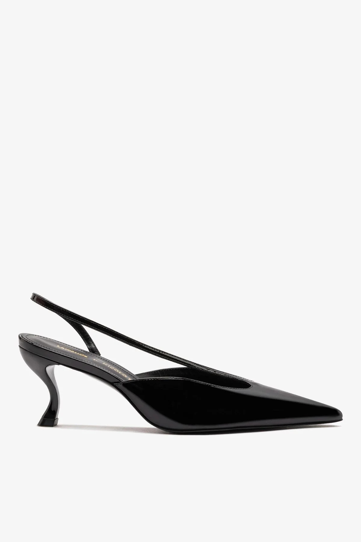 Larroudé by Nicolò B.: Lucia Slingback Pump Black Patent Leather | Larroude