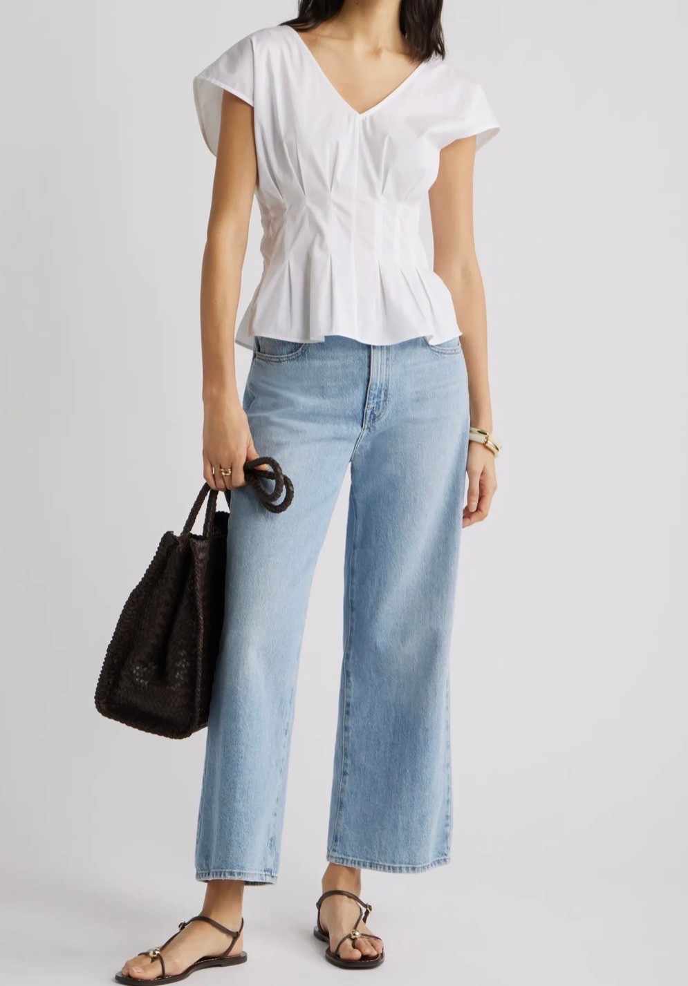 White top
Jeans
Cropped jeans 
Sandal

#LTKootd
