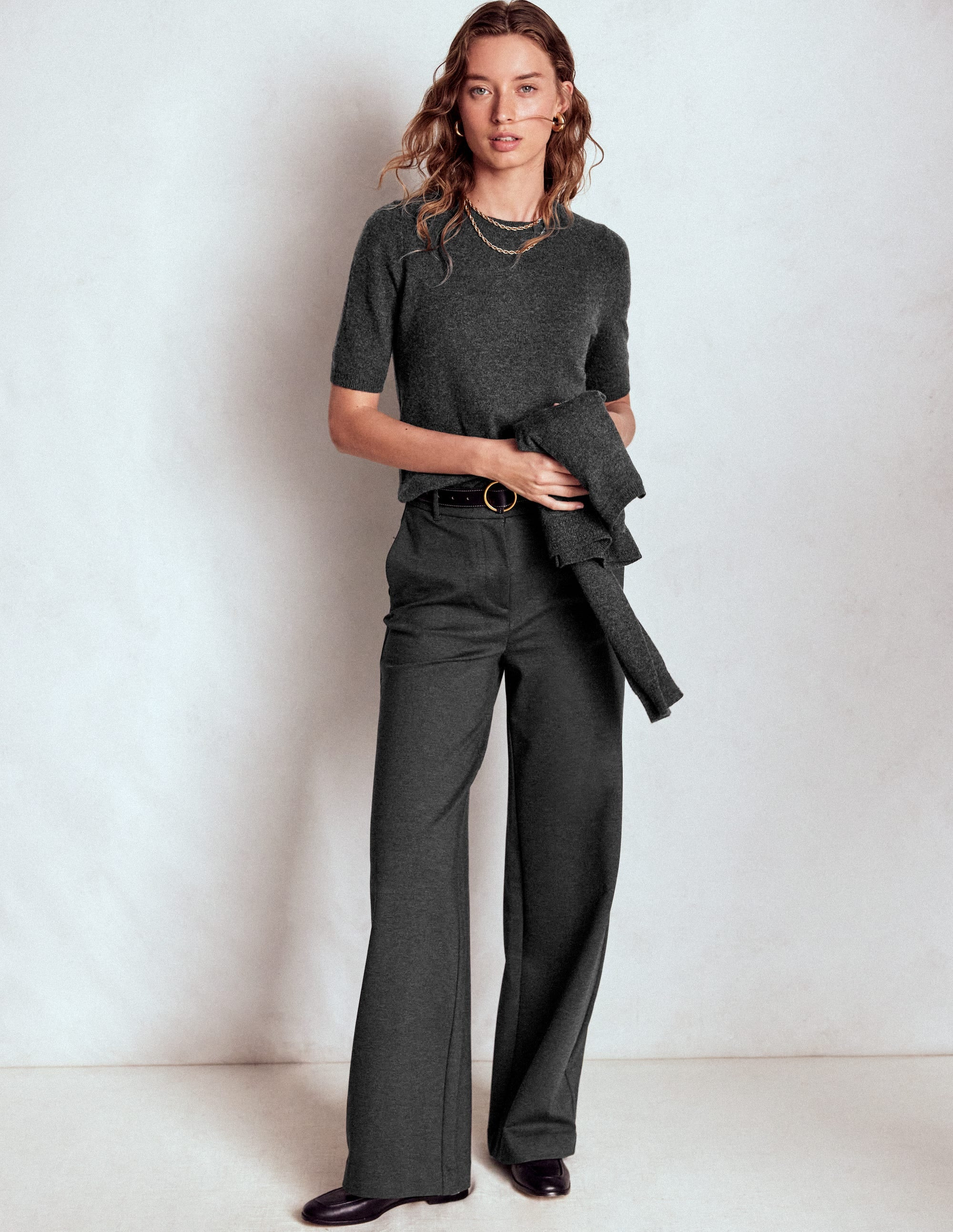 Eva Cashmere T-Shirt-Charcoal Melange | Boden (US)