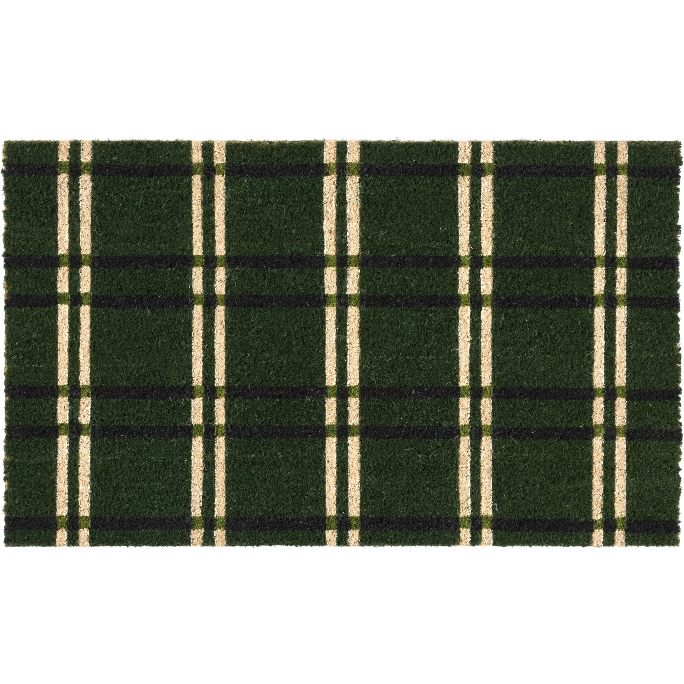 Way To Celebrate Green Plaid Coir Outdoor Doormat, 18"x30" - Walmart.com | Walmart (US)