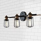 Nathan James Rori Wall Mount Industrial 3-Light Vanity Light Fixture, Bathroom Wall Light with Farmh | Amazon (US)
