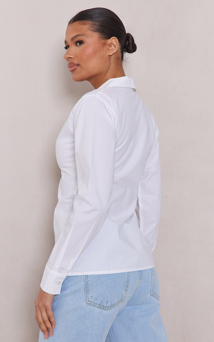 White Linen Look Fitted Shirt | PrettyLittleThing UK