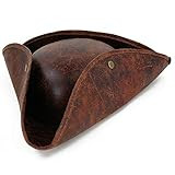 Amazon.com: Skeleteen Faux Leather Pirate Hat - Brown Distressed Leather Colonial Style Tricorn H... | Amazon (US)
