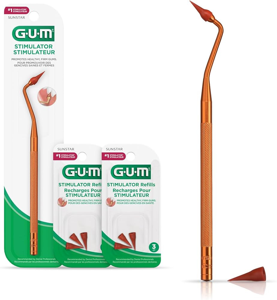 GUM Stimulator Permanent Handle with Rubber Tip, Long-Handled Stimulator & Plaque Remover for Tee... | Amazon (US)