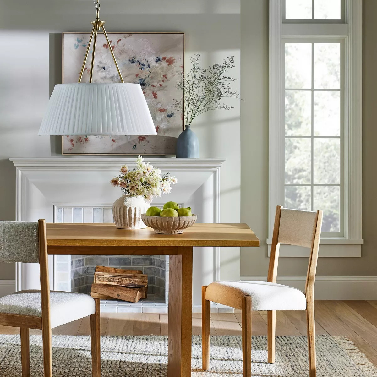 Pendant with Pleated Shade Ceiling Light White - Threshold™ designed with Studio McGee: Elegant... | Target