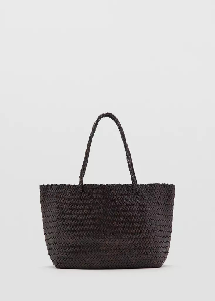 Braided leather shopper bag | MANGO (UK)