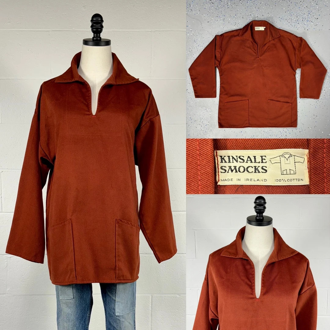 Vintage 1970's Kinsale of Ireland Rust Brushed Cotton Fishermans Seafarer Smock Popover Shirt Jac... | Etsy (US)
