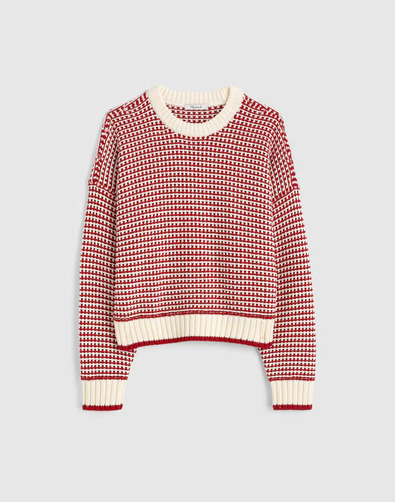 Textured-Stitch Crewneck Sweater in 100% Cotton | Madewell