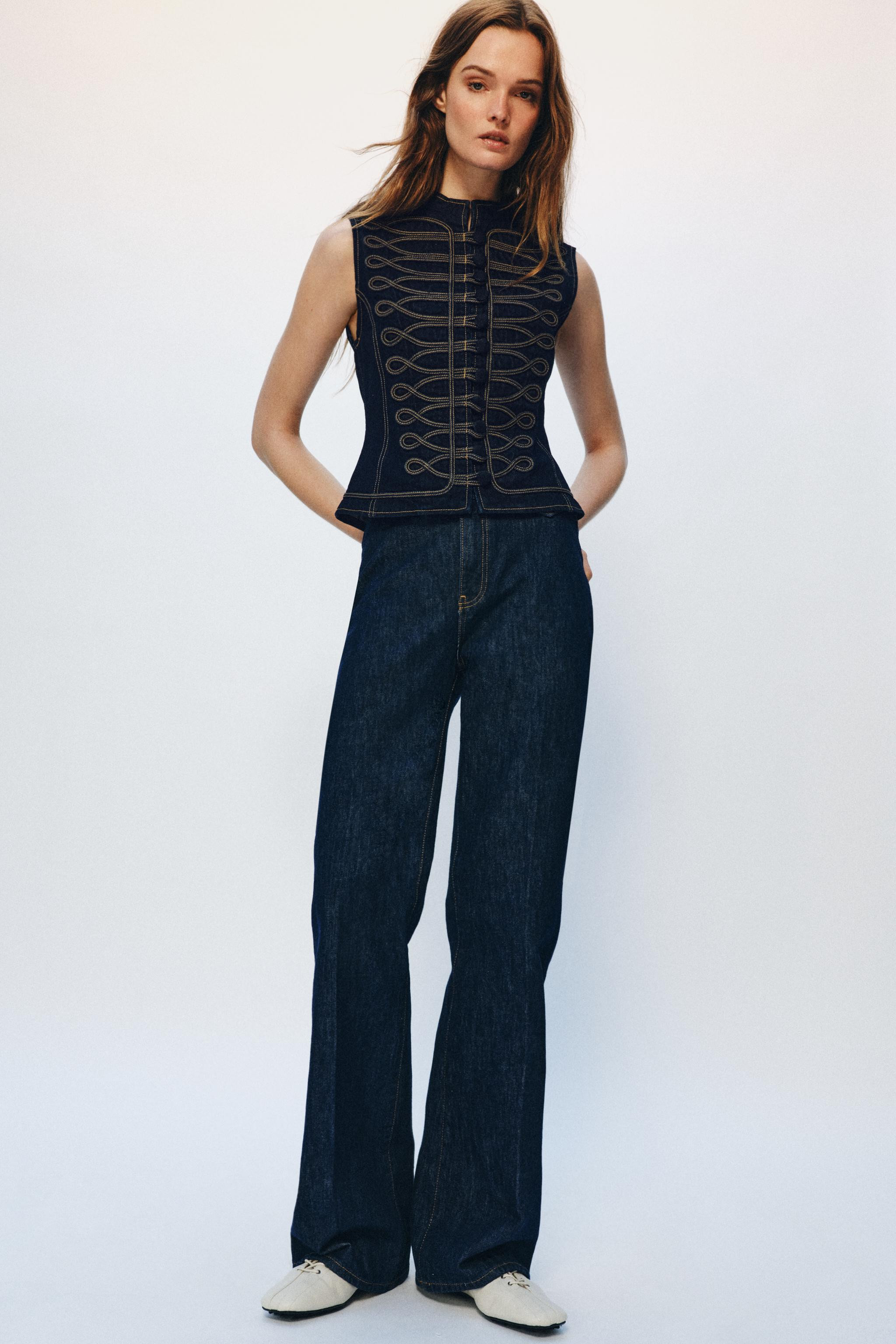 ZW COLLECTION TOPSTITCH FIREMAN CLASP DENIM VEST | Zara US