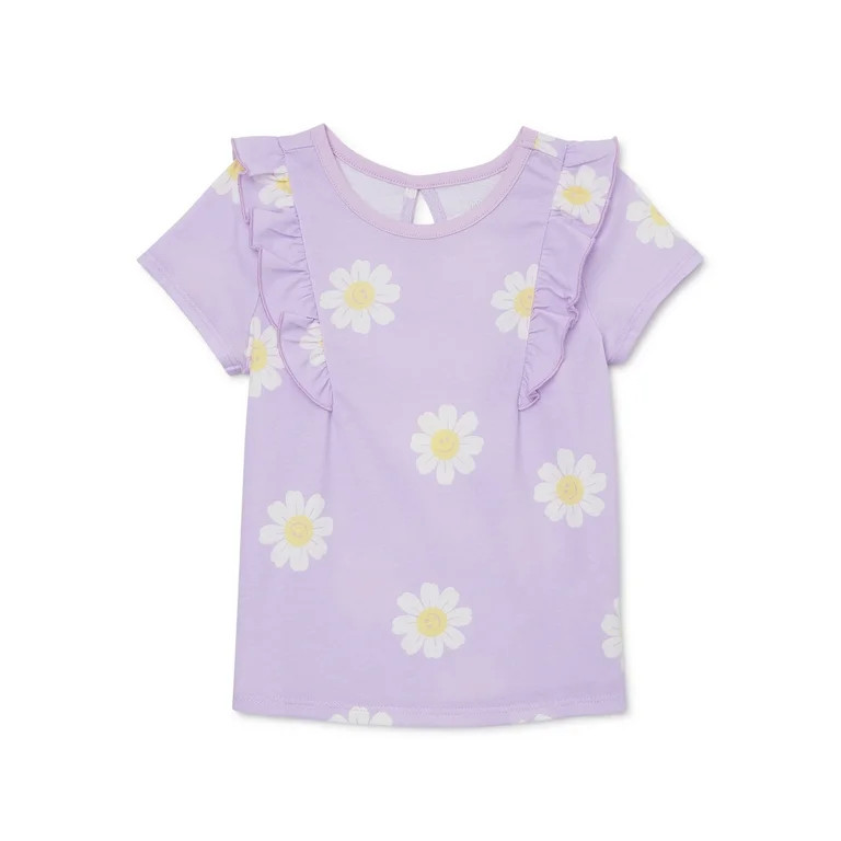 Garanimals Toddler Girl Short Sleeve Shoulder Ruffle Top, Sizes 18M-5T | Walmart (US)