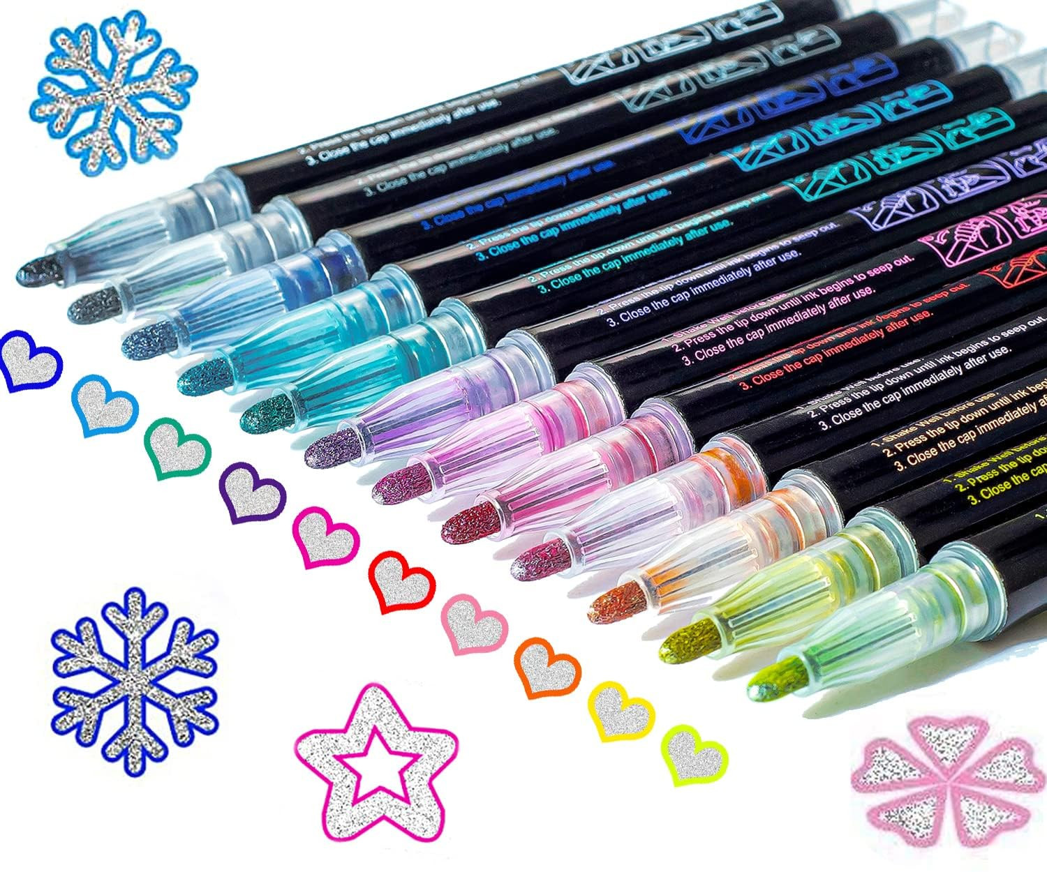 Stocking Stuffers Teen Girls: 12 Glitter Markers Christmas Gifts Teens Outline Glitter Pens Shimm... | Amazon (US)