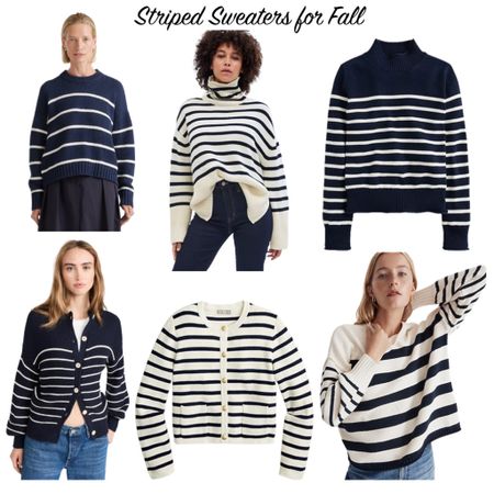 Striped sweaters for fall, navy and white striped sweaters, outfit ideas for fall, lady jacket 

#LTKfindsunder100 #LTKSeasonal