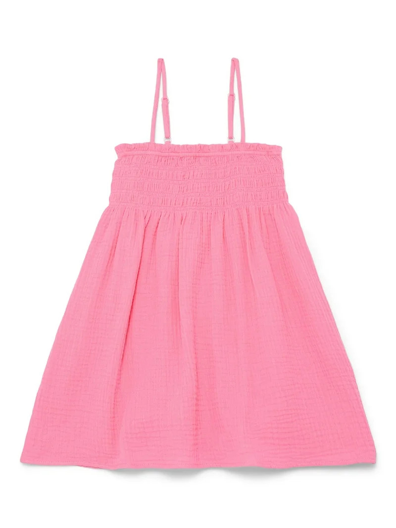Wonder Nation Girls Smocked Spaghetti Strap Mini Dress Coverup, Sizes 4-18 | Walmart (US)