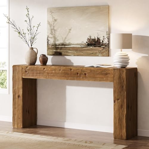 Solid Wood Console Table, 63-Inch Farmhouse Sofa Table Behind Couch for Entryway, Living Room, Fo... | Amazon (US)