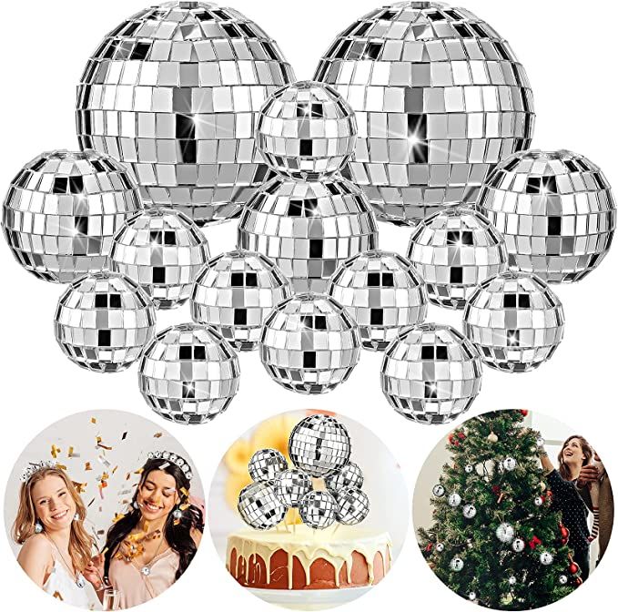 Disco Balls Ornaments Reflective Mirror Ball Decoration Silver Mini Disco Ball Cake Decoration 70... | Amazon (US)