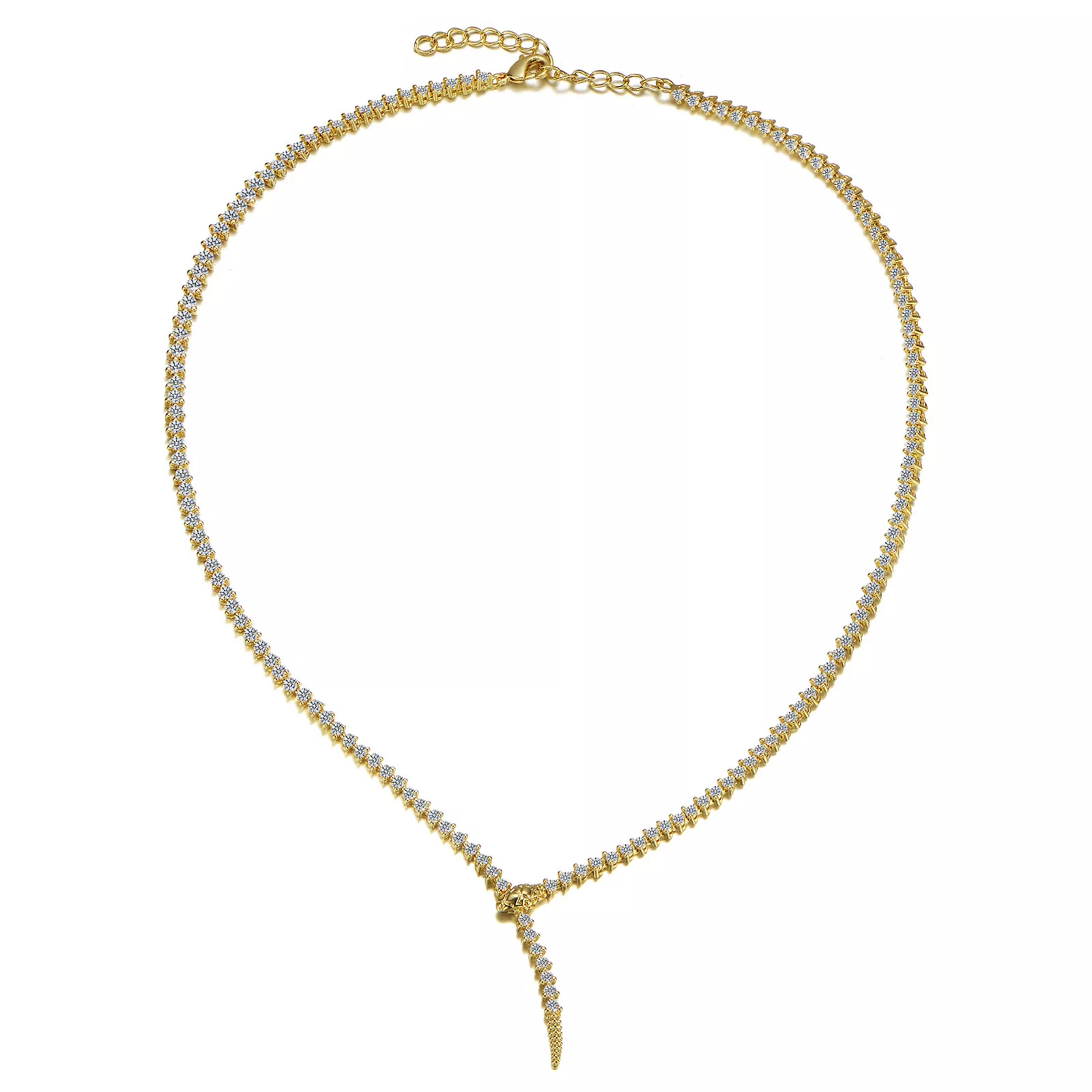 14k Gold Plated Cubic Zirconia Coiled Snake Tennis Chain Necklace, Women's, Size: 16-18"" ADJ, Gold Tone | Kohl's