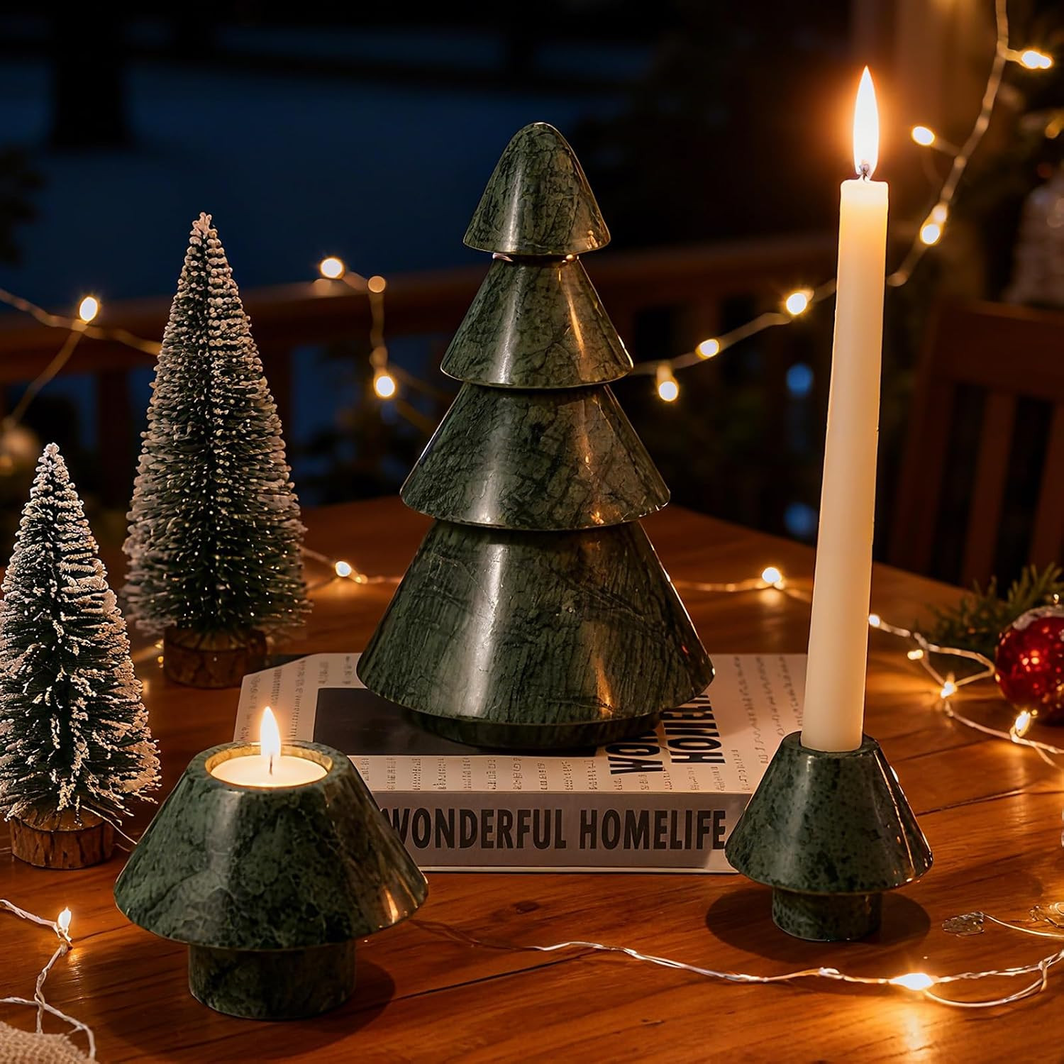 Marble Christmas Tree - Dual-Use Candle Holder, Natural Stone Holiday Decor for Home & Gift Giving | Amazon (US)