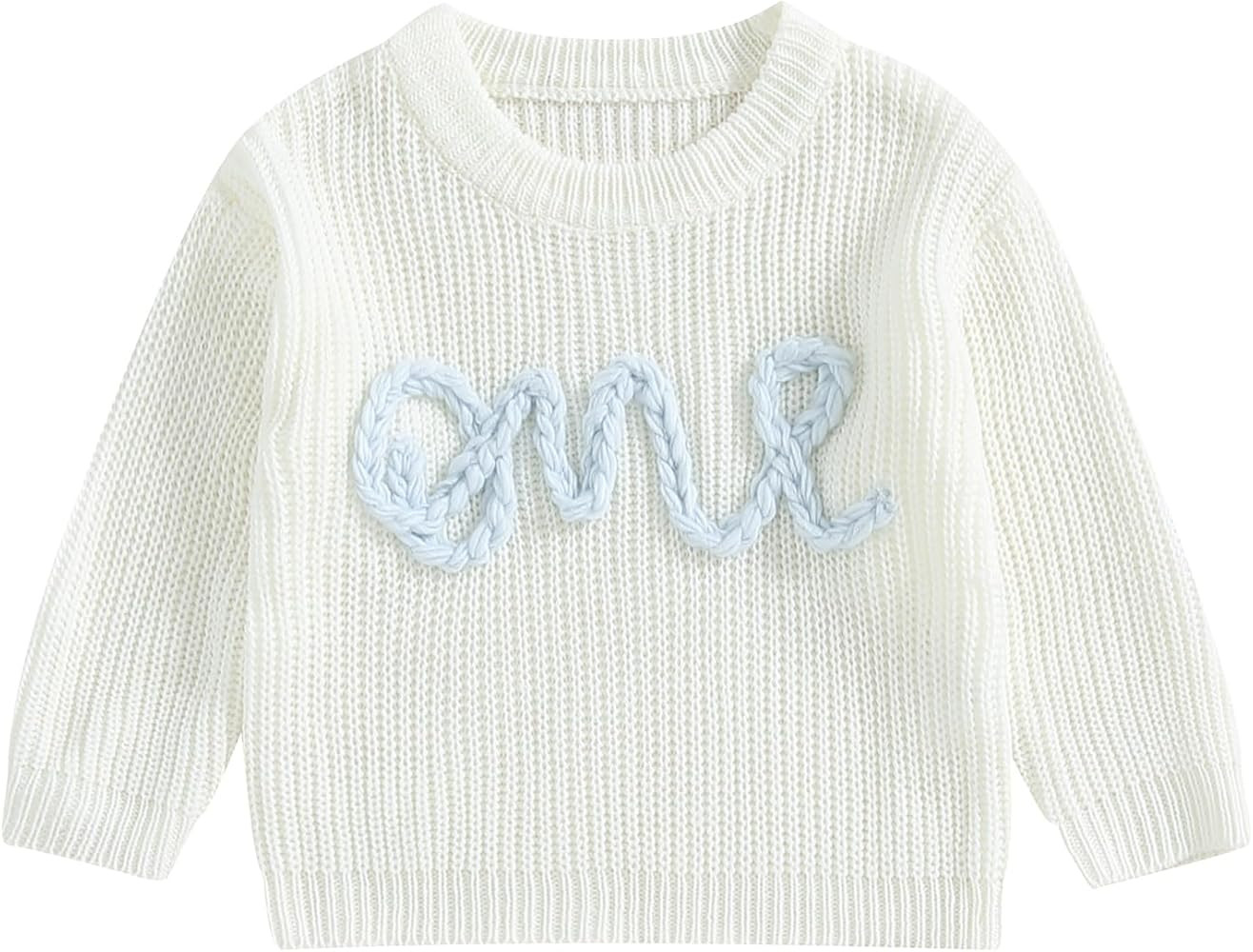 First Birthday Outfit Toddler Baby Boy Girls One Birthday Embroidery One Sweater Top Knit Pullove... | Amazon (US)