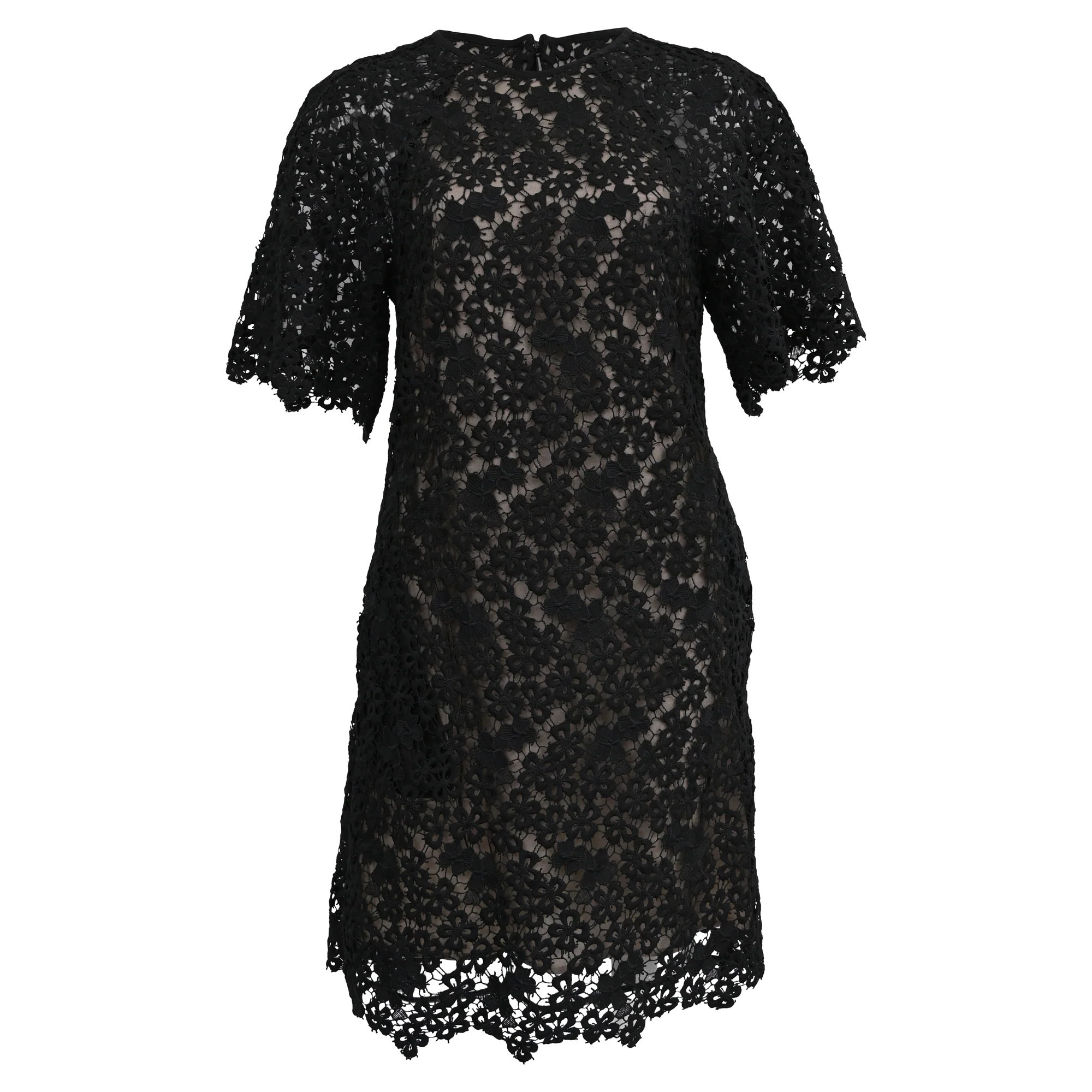 Erdem Aliya Floral-Lace Mini Dress in Black Polyester | Shop Simon