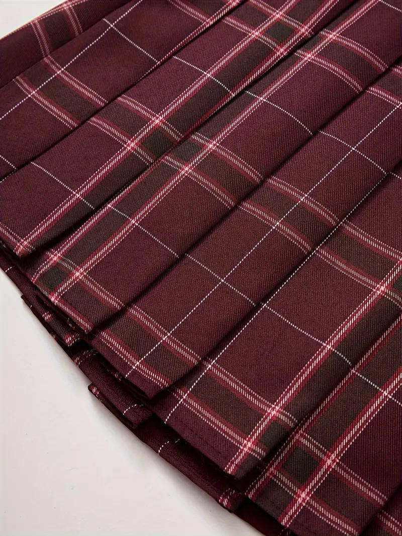 Plaid Print Pleated Skirt Casual Skirt Spring Summer Women's - Temu | Temu Affiliate Program