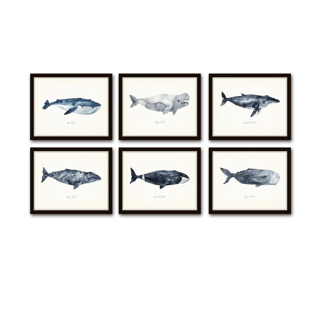 Watercolor Whales Print Set No. 8, Whale Prints, Giclee, allArt Print, Watercolor, Wall Art, Beac... | Etsy (US)