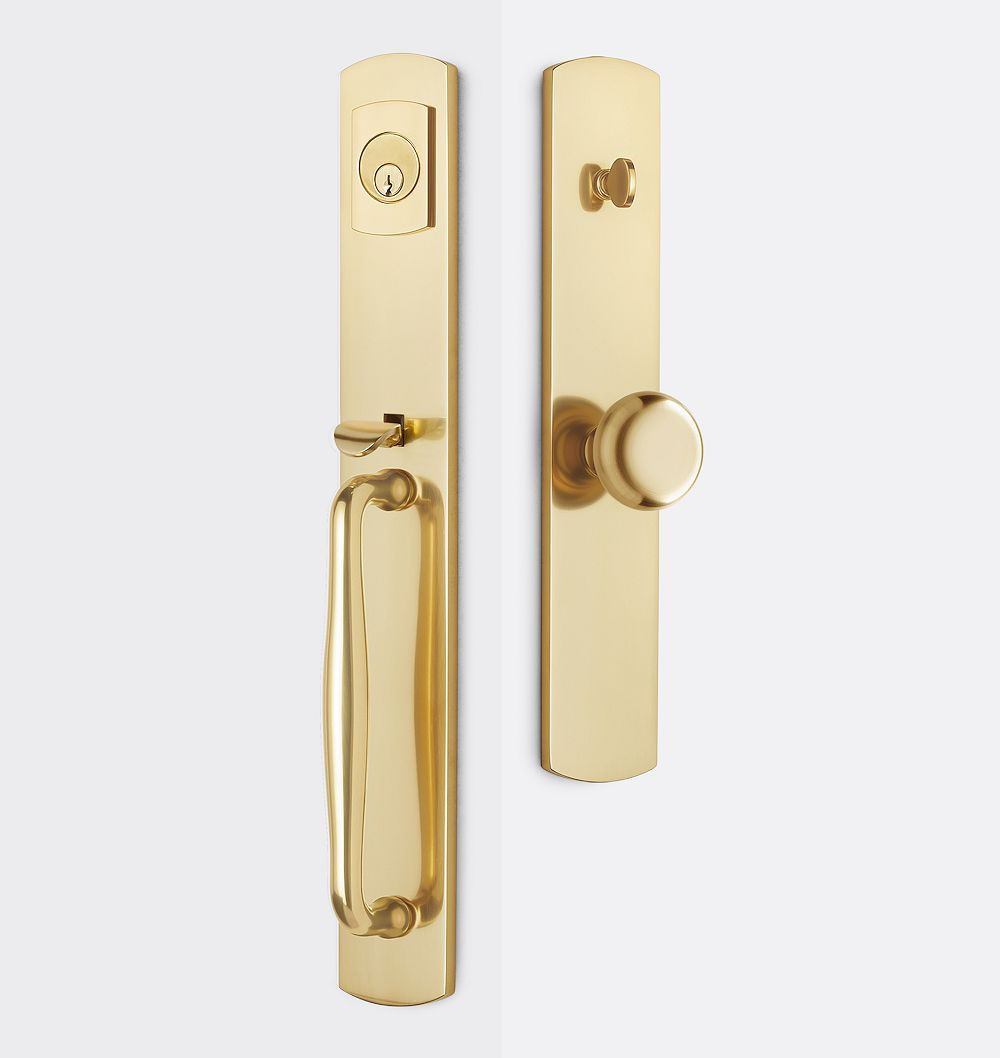 Arched D-Handle and Knob Exterior Door Hardware Tube Latch Set, Aged Brass - Left | Rejuvenation