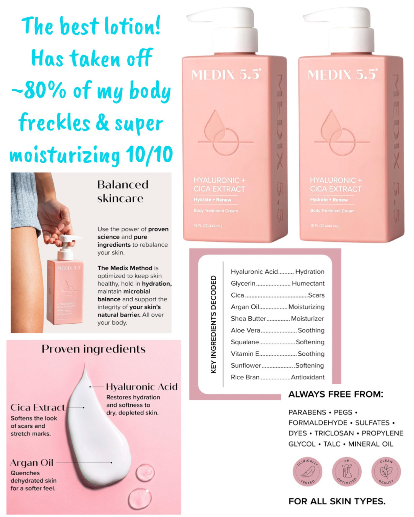 The best lotion! Has taken off ~80% of my body freckles & super moisturizing 10/10

#LTKfindsunder50 #LTKover40 #LTKbeauty