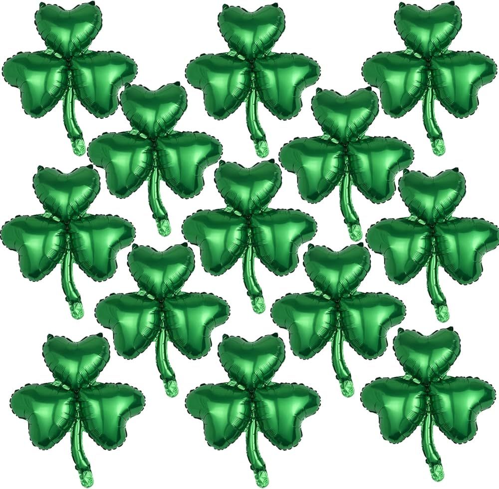 St Patrick′s Day Shamrock Balloons Clover Foil Balloons, Irish Lucky Green Shamrock Balloons St... | Amazon (US)