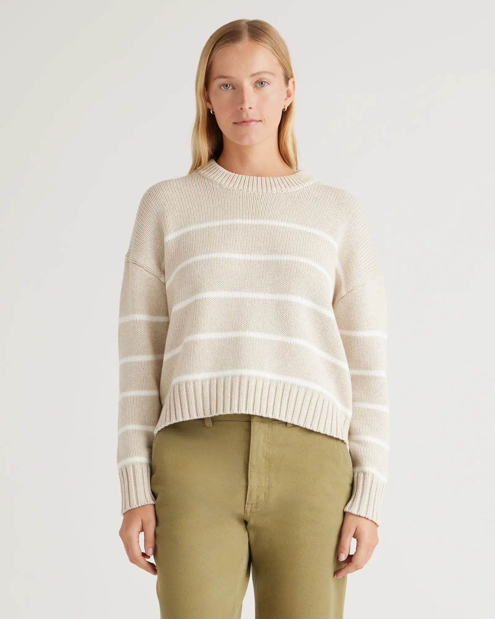 100% Organic Cotton Striped Crew Sweater | Quince