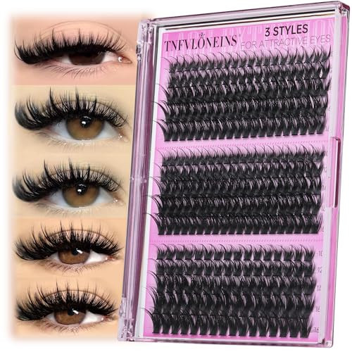 TNFVLONEINS Lash Clusters Wispy Eyelash Clusters Spiky Individual Lashes Clusters D Volume Cluster Eyelash Extensions DIY Cluster Extension Thick Eyelash Cluster (10-16MM,3 Styles) | Amazon (US)