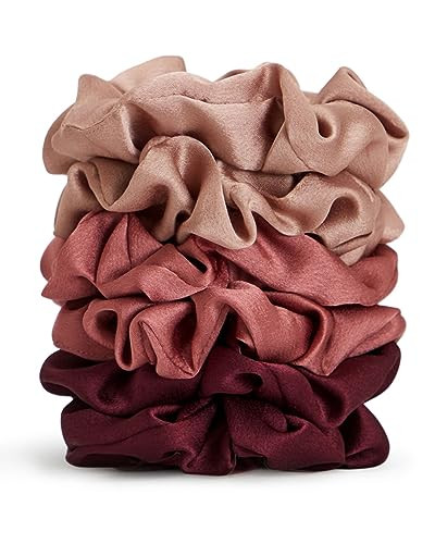 Kitsch Satin Hair Scrunchies, 6 Count - Softer Than Silk Scrunchies for Hair Styling, Cute Mulberry Spice Satin Scrunchies for Women & Girls | Amazon (US)