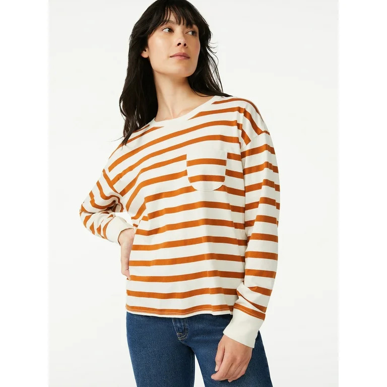 Free Assembly Women's Pocket T-Shirt with Long Sleeves | Walmart (US)