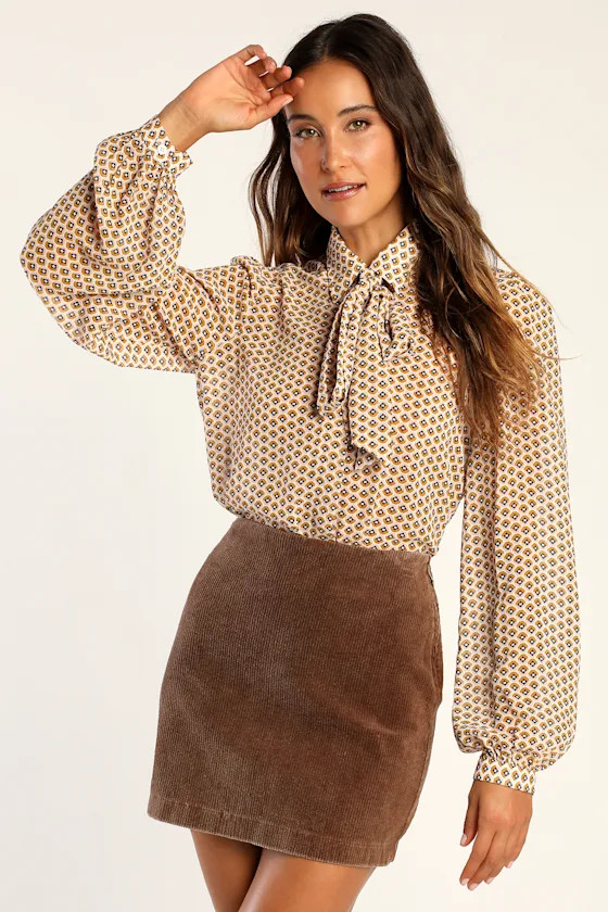 Radiantly Retro Ivory Multi Print Button-Up Top | Lulus (US)