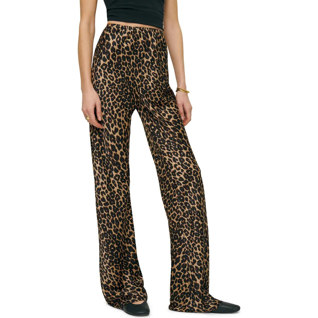 Reformation Gale High Waist Satin Pants in Leo at Nordstrom, Size X-Large | Nordstrom