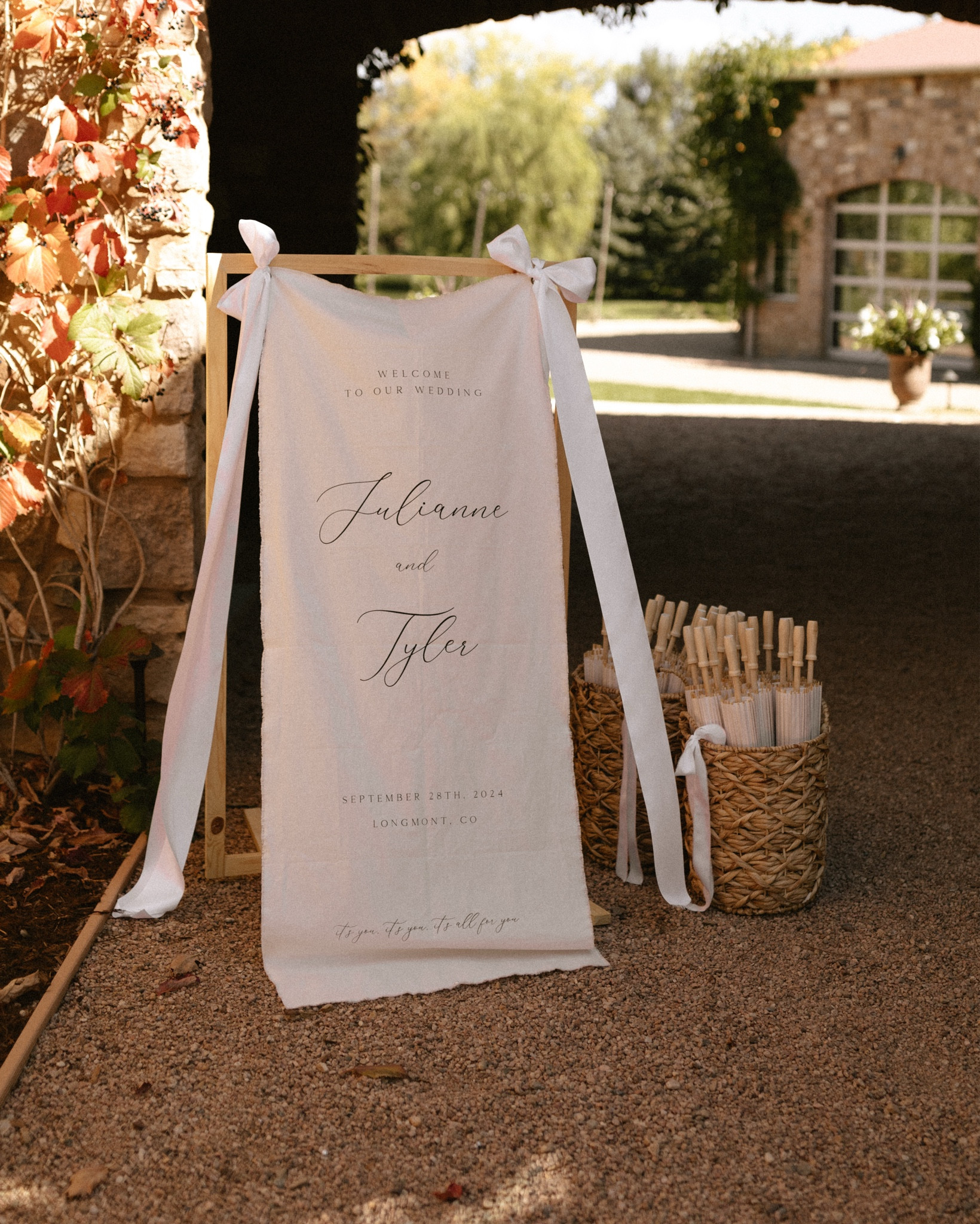 the most perfect custom linen welcome sign, memorial sign for the ceremony, and details from our entrance! Photo by @graciewilsonphotography 

#LTKWedding
