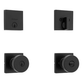 Pismo Keyed Entry Knob and Single Cylinder Deadbolt Combo Pack featuring SmartKey Security in Matte Black | The Home Depot