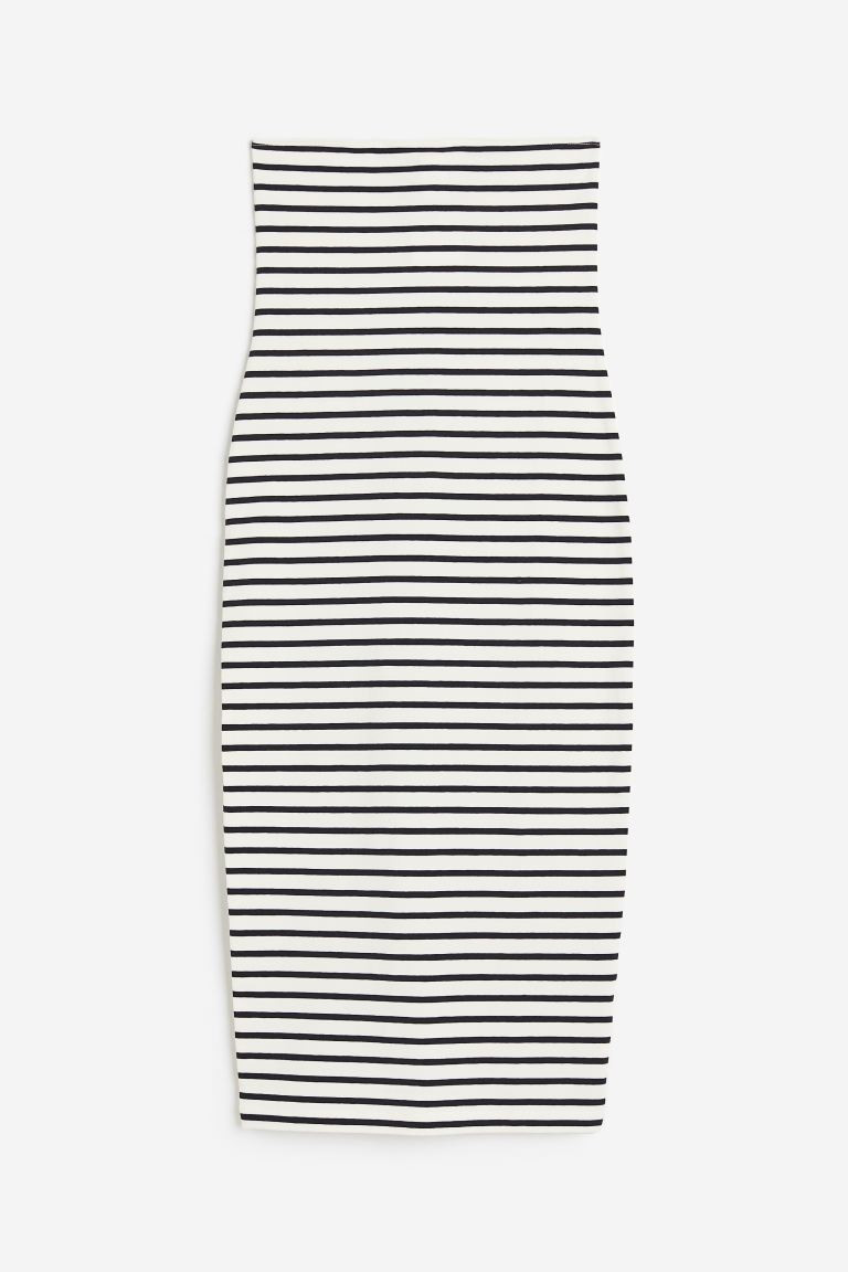 Bandeau Dress - Sleeveless - Midi - Dark blue/striped - Ladies | H&M US | H&M (US, CA, MX)