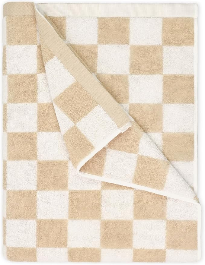 Jacquotha Checkered Beach Towel Oversized 35" x 70" (Sand) - Extra Large Quick Dry Cotton Pool To... | Amazon (US)
