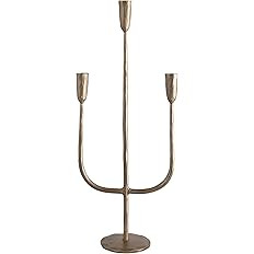 Creative Co-Op Hand-Forged Metal Candelabra, Antique Brass Finish (Holds 3 Taper Candle Holder | Amazon (US)