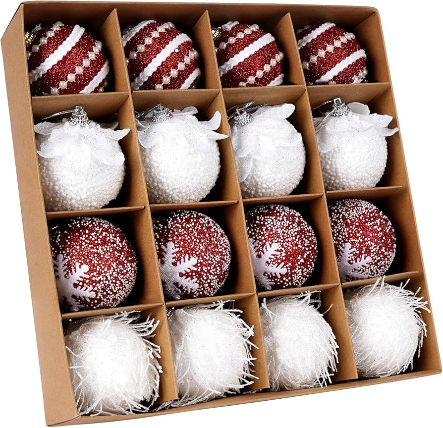 Christbaumschmuck, 16 Stück 6cm Schaumstoff Weihnachtskugeln, Bruchsichere Kugel Weihnachtsbaum ... | Amazon (DE)